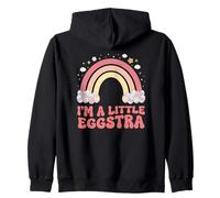 I'm A Little Eggstra Easter Pun Groovy Rainbow Eggs Zip Hoodie