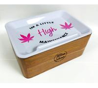 Im a Little High Maintenance Pink Rolling Box Set Stash Box Walnut Rolling Tray