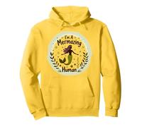 Im A Mermazing Human - Whimsical Mermaid Pullover Hoodie, Adult Unisex, Lemon, M