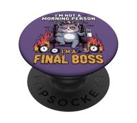 I'm A Morning Person I'm A Final Boss Angry Cat PopSockets Adhesive PopGrip