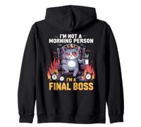 I'm A Morning Person I'm A Final Boss Angry Cat Zip Hoodie