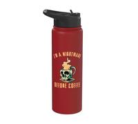 I'm A Nightmare Before Coffee Skull Cup, Funny Skull Coffee Stainless Steel Insulated Water Bottle