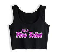 I'm A Piss Toilet Pink Design Sexy Slim Fit Crop Top Hotwife Humorous Flirtation Style Tank Tops Swinger Fun Naughty Camisole Black XXL