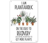 I'm A Plantaholic On The Road To Recovery Just Kidding I'm On My Way To Get More Plants Metal Sign Waterproof Sunflower Garden Indoor Outdoor Patio Yard Wall Décor 12x8 inch