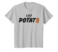 I'm A Potato Shirt for Kids Boys Men Funny Vegetable Veggie T-Shirt, Youth, Silver Grey, X-Small