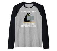 I'm a Programmer I Leave a Computer Beep Boop It Tech Coder Geek Raglan Baseball Tee