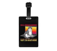 I'm A Programmer Let's Assume I'm Never Wrong Funny Cat Luggage Tags for Suitcases Privacy Cover ID Label