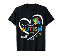 I'm A Proud Aunt Love Heart Autism Awareness Puzzle Matching T-Shirt