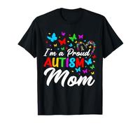 I'm A Proud Autism Mom Autism Awareness Ribbons Butterflies T-Shirt