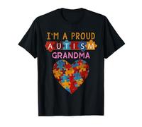 I'm A Proud Grandma Love Heart Autism Awareness Puzzle T-Shirt