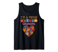 I'm A Proud Grandma Love Heart Autism Awareness Puzzle Tank Top