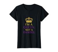 Im a Queen Not a Damsel Feminist Crown Gold Plum Graphic T-Shirt