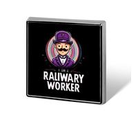 I'm A Railway Worker Square Brooch Metal Pin Badges Classic Lapel Pins Jewellery Unisex