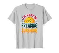 I'm A Ray of Freaking Sunshine - Cheerful Summer Quote T-Shirt, Men, Silver, 3XL