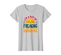 I'm A Ray of Freaking Sunshine - Cheerful Summer Quote T-Shirt, Women, Silver, 3XL