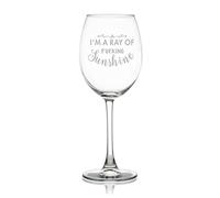 I'm A Ray of Fucking Sunshine Engraved Crystal Red Wine Glasses, Crystal Clear Star Glass Laser Cut Rim for Wine Tasting, Elegant Party Drinking Glassware, 11 OZ