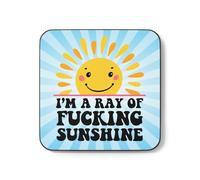 I'm a Ray of Sunshine Coaster - Full Colour Blue Sunbeams Retro Gift, Funny Slogans, Positivity - Sarcastic Gifts for Work Colleagues