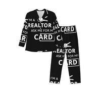 I'M A Realtor Ask Me Men'S Long-Sleeved Pajama Set Loungewear Leisure Loose Nighttime Sleep Relax Black