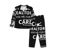 I'M A Realtor Ask Me Women'S Long-Sleeved Pajama Set Tops And Pants Nighttime Sleep Relax Lazy Weekend Black
