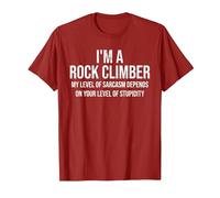 I'm A Rock Climber My Level of Sarcasm Funny Rock Climbing T-Shirt, Men, Cranberry Red, X-Large