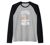 Im A Simple Old Man I Am Grumpy and I Like Beer Gorilla Raglan Baseball Tee