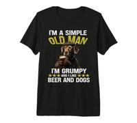 I'm A Simple Old Man I'm Grumpy and I Like Beer and Dogs Premium T-Shirt