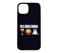 I'm A Simple Woman Wine Coffee Cat Burmilla Humor Case for iPhone 15 Plus
