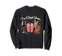 Im A Simple Woman Wine Flip Flop Cat Funny Summer Lover Sweatshirt
