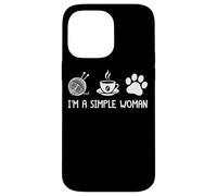 I'm A Simple Woman Yarn Coffee Paw Print Case for iPhone 14 Pro Max