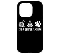 I'm A Simple Woman Yarn Coffee Paw Print Case for iPhone 15 Pro