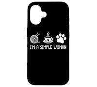 I'm A Simple Woman Yarn Coffee Paw Print Case for iPhone 16