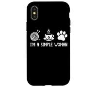 I'm A Simple Woman Yarn Coffee Paw Print Case for iPhone X/XS