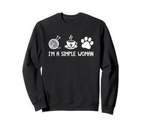 I'm A Simple Woman Yarn Coffee Paw Print Sweatshirt