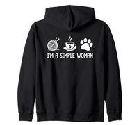 I'm A Simple Woman Yarn Coffee Paw Print Zip Hoodie