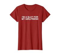 I'm A Slut for My Girlfriend Funny Y2K Couple Satire Slay T-Shirt, Women, Cranberry Red, Small