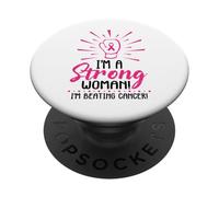 I'm A Strong Woman I Am Beating Breast Cancer Awareness Pink PopSockets Adhesive PopGrip