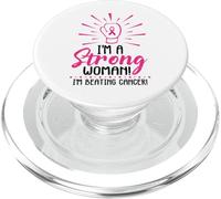 I'm A Strong Woman I Am Beating Breast Cancer Awareness Pink PopSockets PopGrip for MagSafe