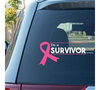 I'm A Survivor Car Window Stickers Breast Cancer Ribbon Heal Car Decal Window Decal Fighte Cancer Awareness Warrior Vinyl Car Stickers Decal Funny Bumper Stickers for Laptop Gift to Mom Women