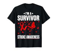 I'm A Survivor Stroke Awareness Butterfly Red Ribbon Support T-Shirt