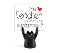 I'm a Teacher What's Your Superpower Memo Holder Cartoon Black Cat Stand Decoration