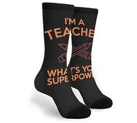 I'M A Teacher, What'S Your Superpower Men Women Walking Socks Thick Hiking Socks Funky Athletic Crew Sock For Running Sport Workout