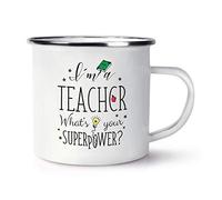 I'm A Teacher What's Your Superpower Retro Enamel Mug Cup