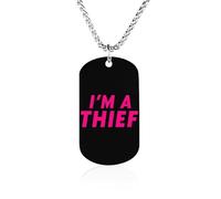 I'm A Thief Couples Memorial Necklaces for Women Men Square Titanium Steel Chains Pendant Jewelry Gift