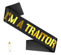 I'm a Traitor Sash, Glittering Gold Retirement Sash, Personalised Leaving Gifts, Adjustable Funny Farewell Party Accessory for Coworkers, Friend, Great for Goodbye Parties