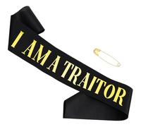 I'M A TRAITOR Sash, Leaving Decorations for Farewell Parties, New Job Celebrations, Traitors Gifts, Satin Sash with Gold Pin(Black, Gold Letter)