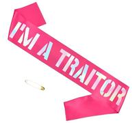 I'm a Traitor Sash, Retirement Sash with Gold Buttons, Personalised Sashes for Going Away, Moving & Job Change, Leavings Party Decorations, Leaving Gifts for Colleagues, Women & Men
