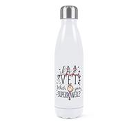 I'm A Vet What's Your Superpower Double Wall Water Bottle Insulated Stainless Steel Sports Drinks 500ml White