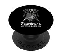 I'm A Warrior Fighter Gray Ribbon Parkinson’s Awareness PopSockets Adhesive PopGrip