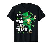 I'm A Wee Bit Irish St Patrick's Day Funny Leprechaun Dab T-Shirt, Men, Black, X-Large