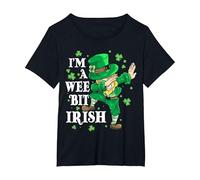 I'm A Wee Bit Irish St Patrick's Day Funny Leprechaun Dab T-Shirt, Women's Plus, Black, 4X
